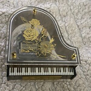 Vintage Acrylic Musical See-Thru Mini Piano 
Engraved. Handcrafted in Hong Kong